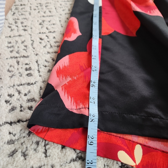 Natori Ginza Floral Print Pajama Set Silky Soft Comfy Sleepwear Black Red Size L - Picture 15 of 16